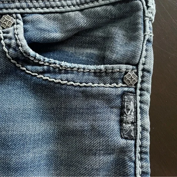 SILVER JEANS Suki Mid Straight Joga Hybrid Denim Blue Knit Flex Curvy Jean 34X32 - Picture 7 of 10